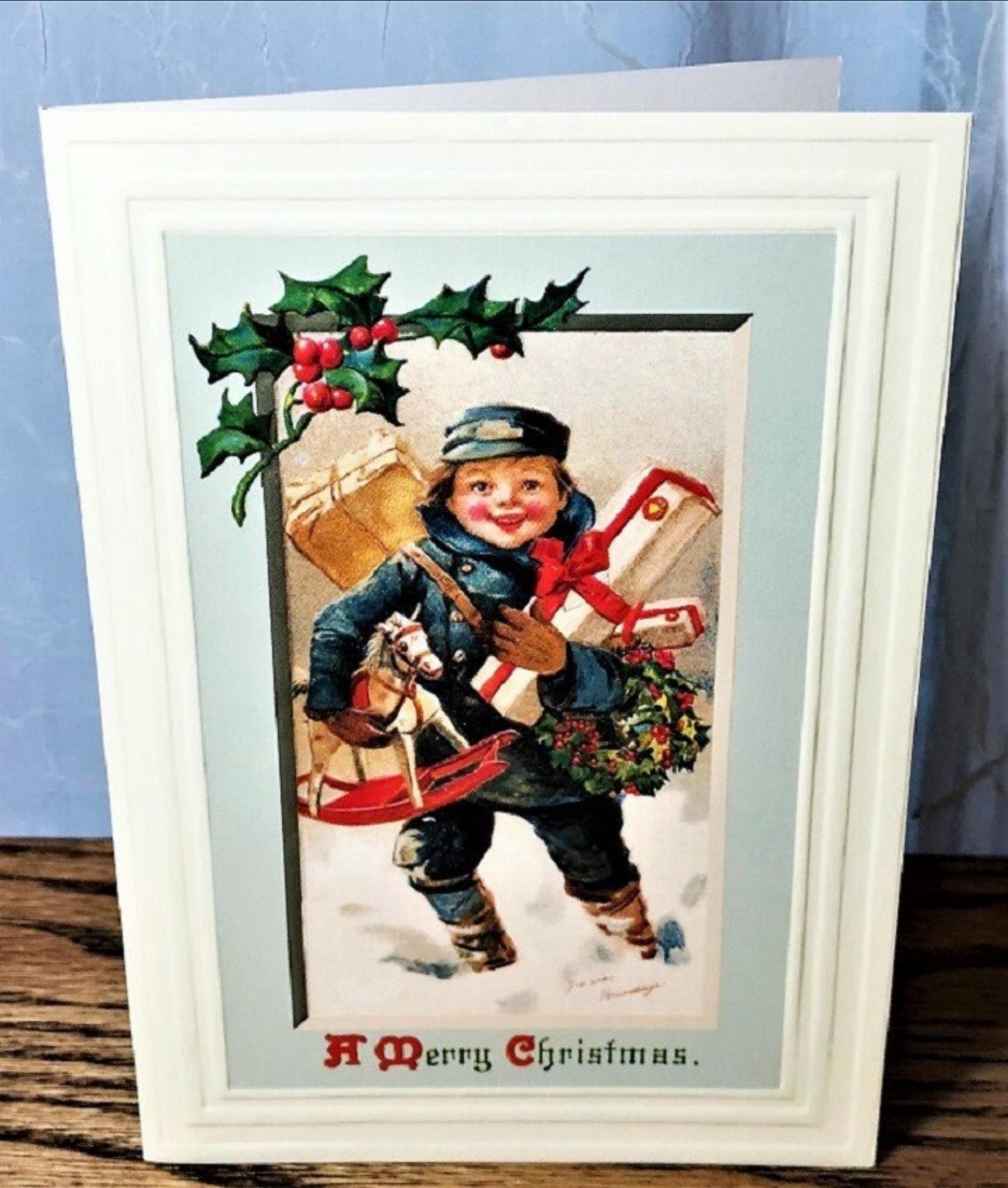 Victorian "DELIVERY BOY" Christmas / Holiday Greeting Card Mint Condition Rare! B. Shackman Company