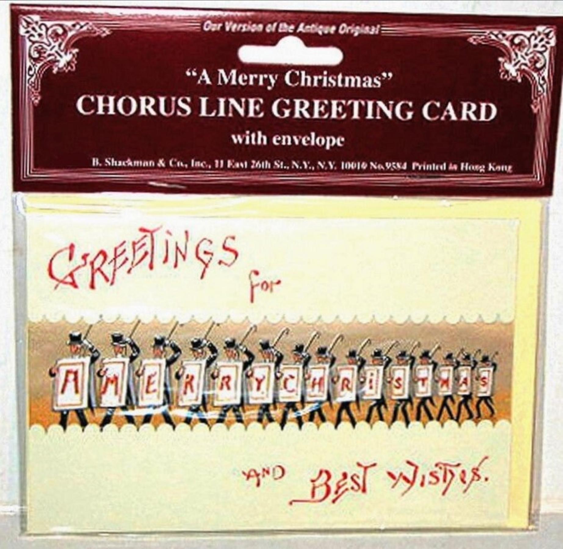 A CHORUS LINE All Male CHRISTMAS Greeting Card Mint Condition / Factory Sealed Shackman Co.