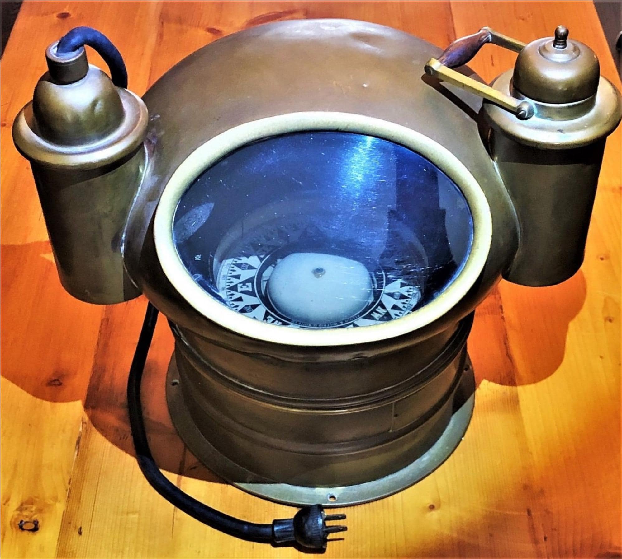 1918 Antique Brass SHIP COMPASS BINNACLE with Electric and Oil Lamps Kelvin & Wilfrid O. White Co.