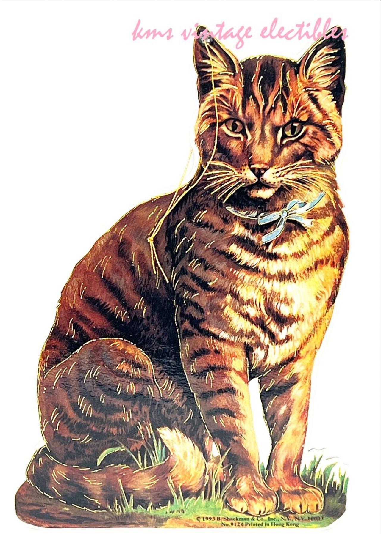 TOYGER Tabby KITTY CAT -Gilded Hanging Wall Decoration Mint Condition! B. Shackman Co. Perfect Gift for Owners!