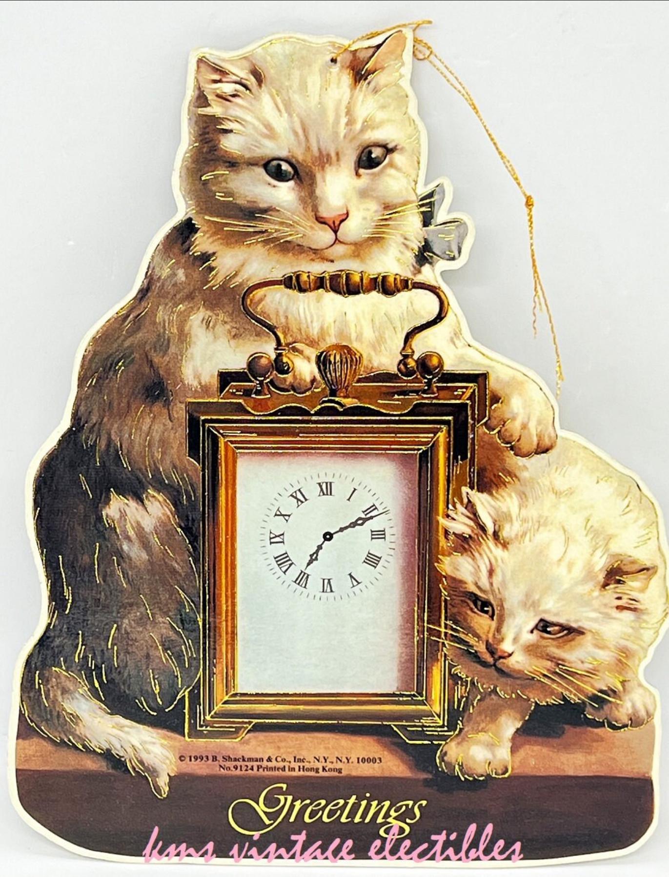 KITTY CAT PAIR -Gilded Hanging Wall Decoration Mint Condition! B. Shackman Co. Perfect Gift for Kitty Lovers!