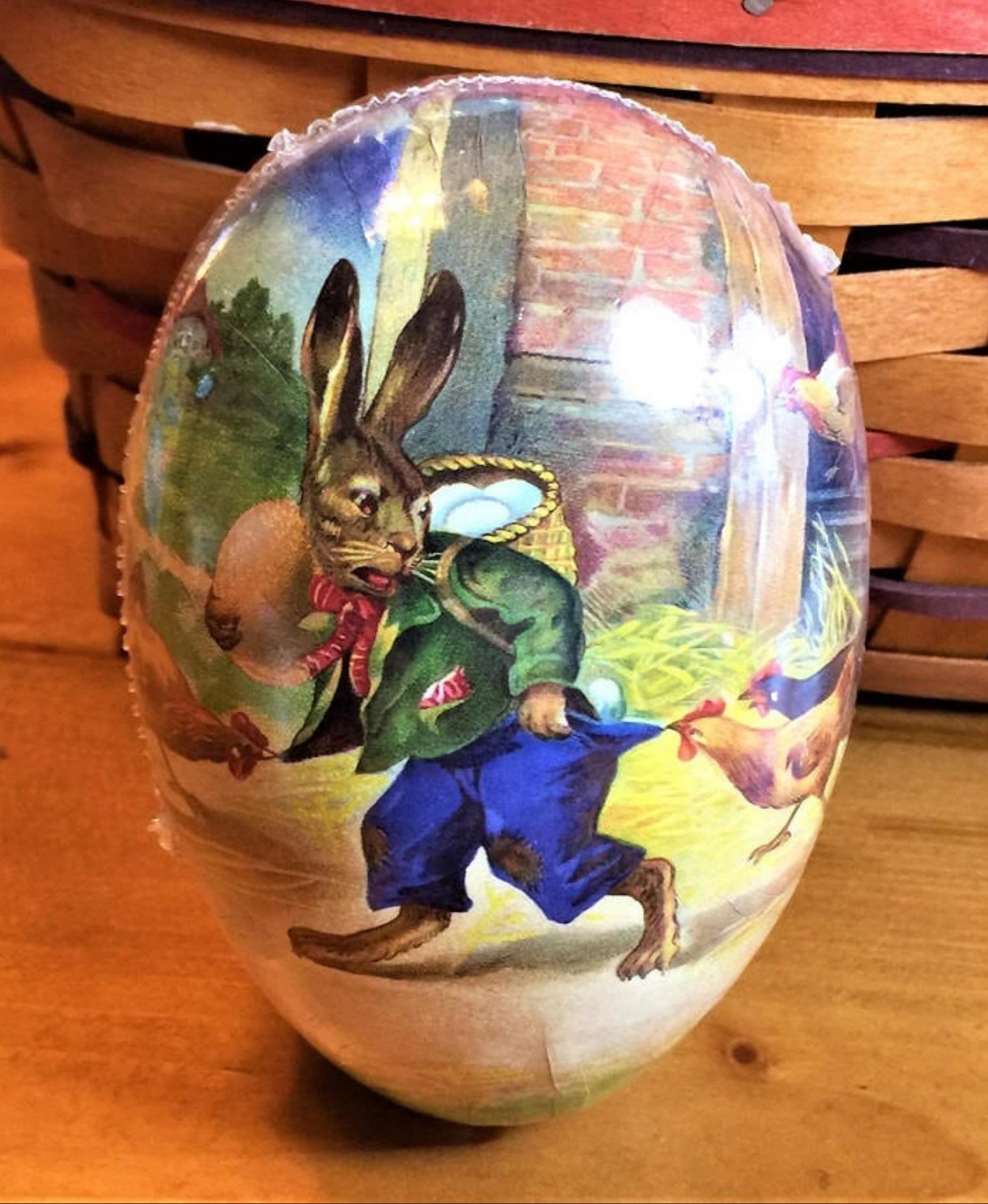 Vintage 4x3" Paper Mache Easter Egg EGG THIEF HARE! Handmade in Germany Mint Condition/Factory Sealed!