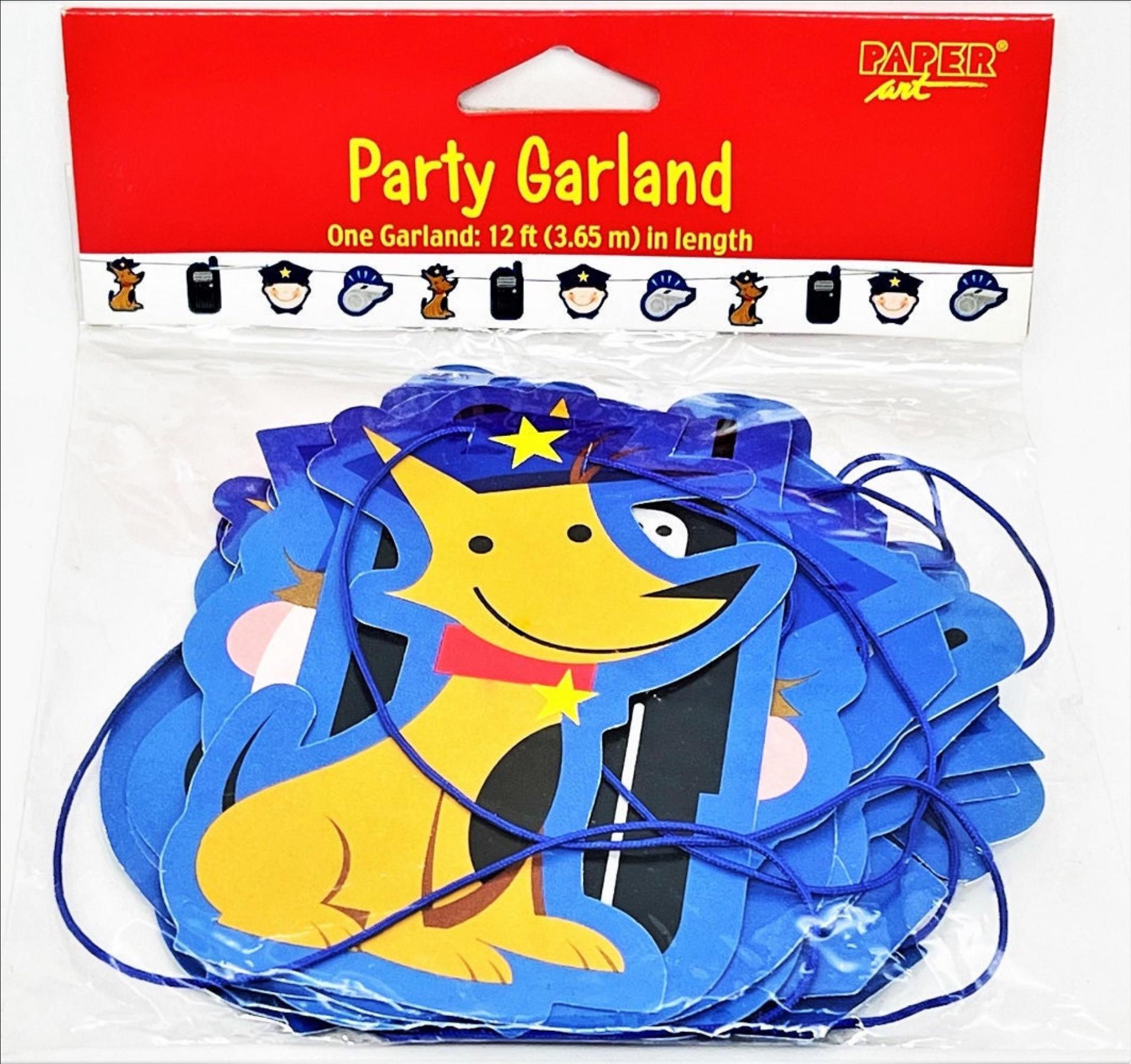POLICE PARTY GARLAND Decoration 12 Feet in length-Features Officers, Doggies, Radios & Whistles Cutouts-Perfect for Children or Adult Party!