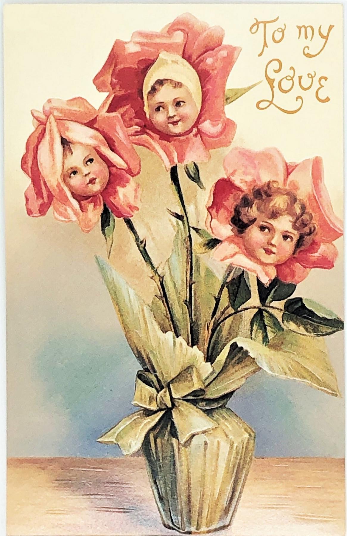 LGBTQ Vintage Valentines Day Postcard "To MY LOVE" Rare-Shackman Co.