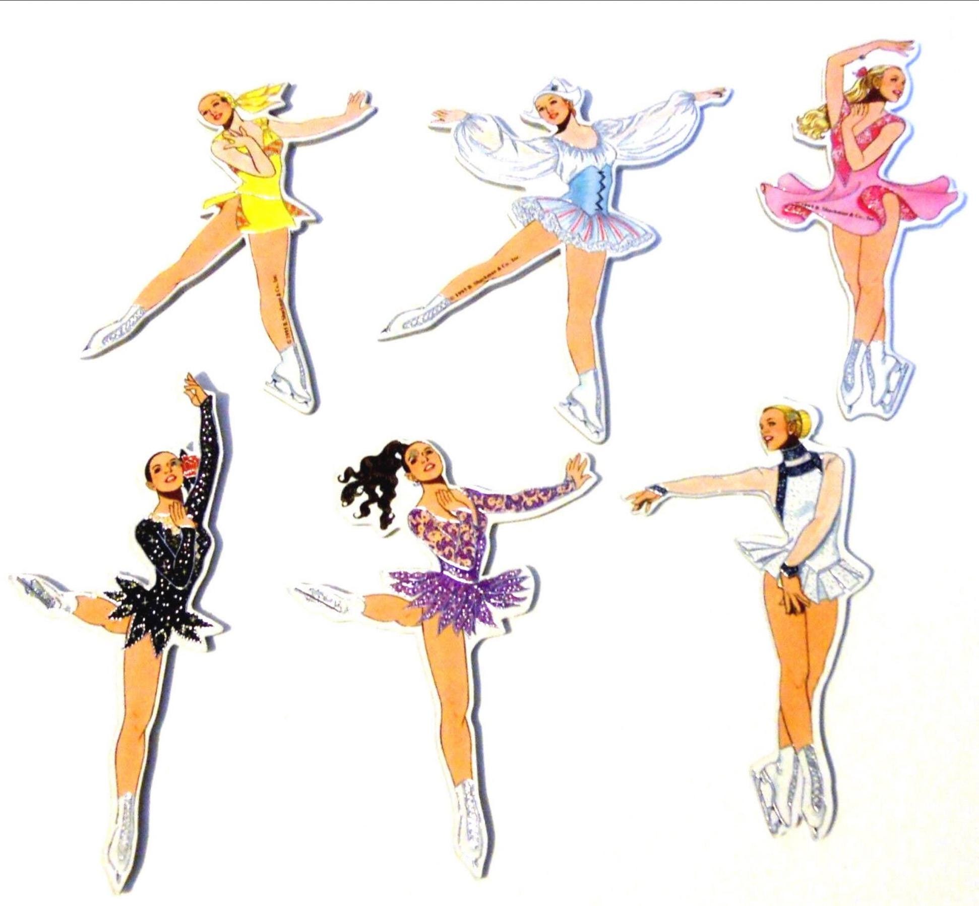 6 ICE SKATER DANCER Christmas Ornament s by Artist Tom Tierney Rare! Mint Condition,  Factory Sealed Shackman Company
