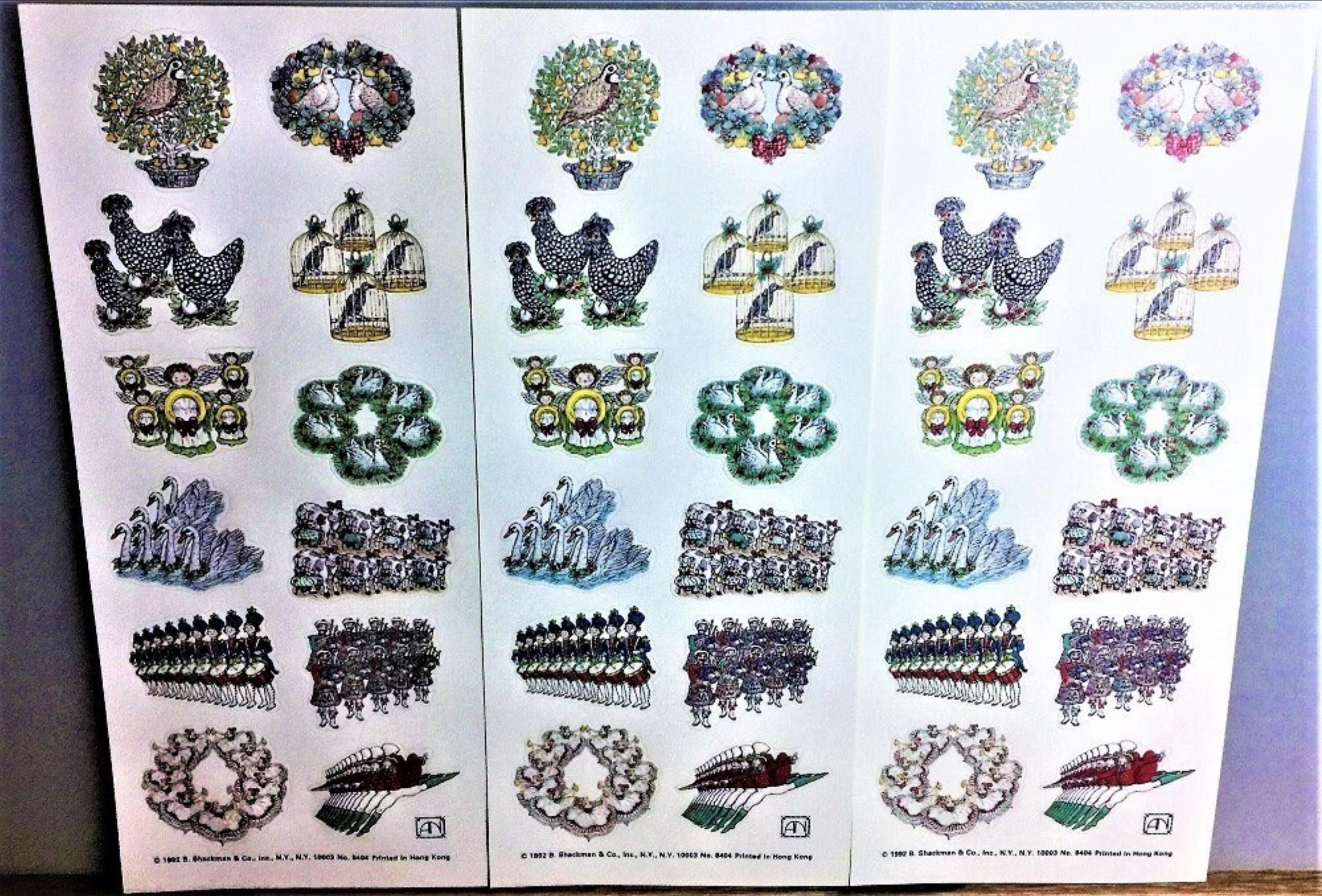 TWELVE DAYS Of CHRISTMAS Seals Stickers (Pkg 36) Mint Condition / Factory Sealed Rare! Shackman