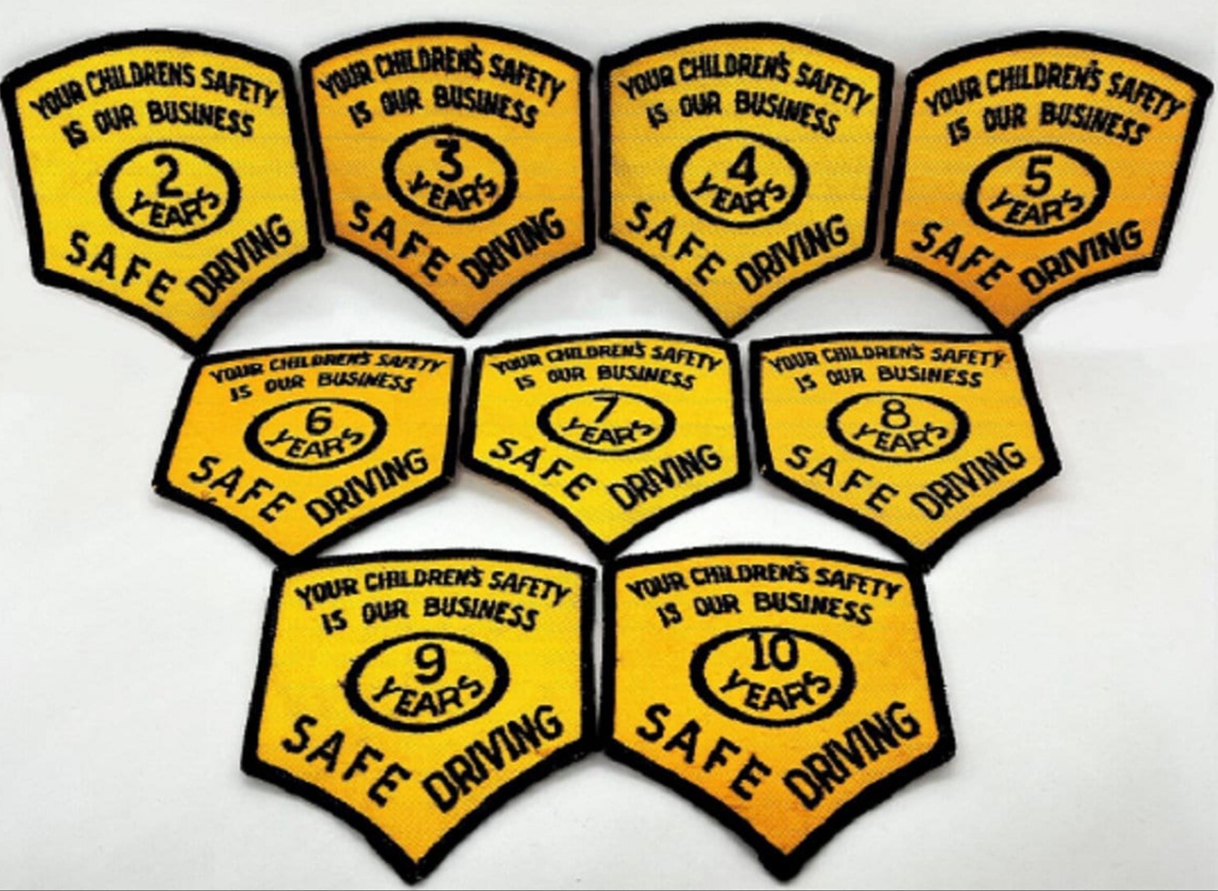 Vintage School Bus Driver SAFE DRIVING PATCH - Choose # Years of Safe Driving- Premium Quality-Pristine Condition-Perfect Gift for Drivers!