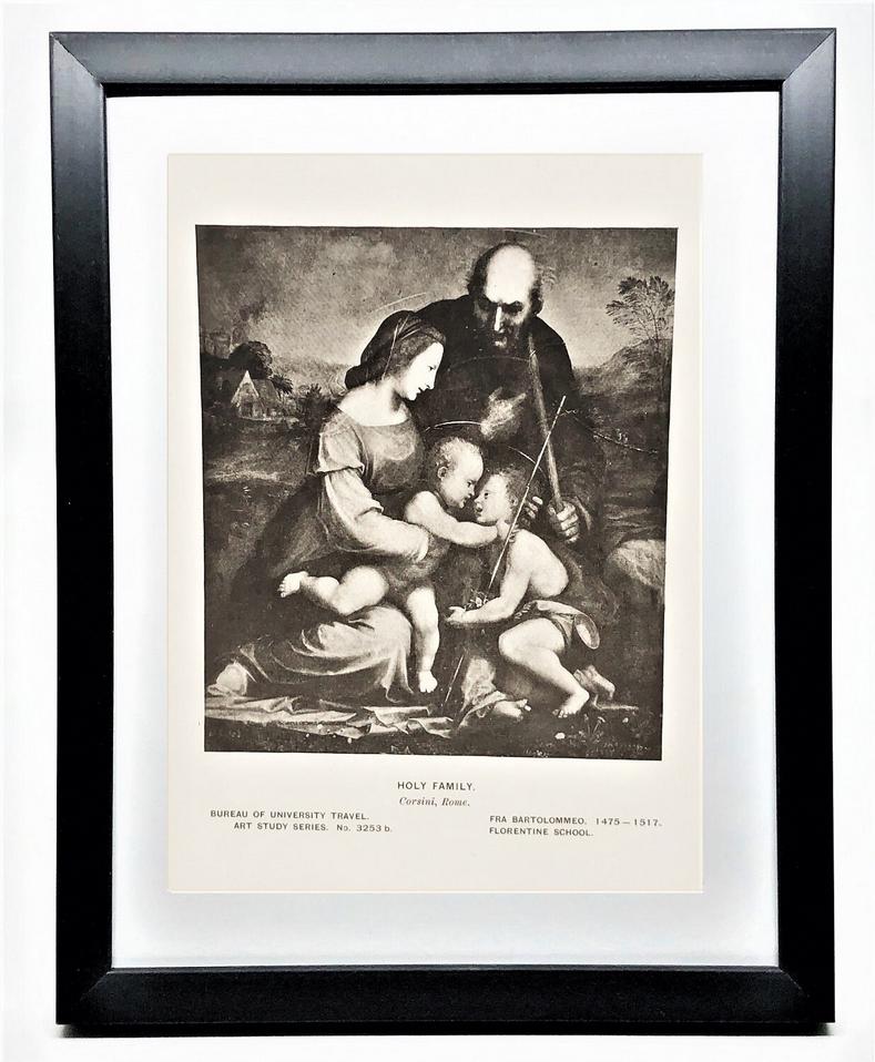 HOLY FAMILY - Vintage 7"x 5" Framed 15th Century Religious Art Print -Artist Fra Bartolommeo- Perfect Gift for Students of Art and Religion!