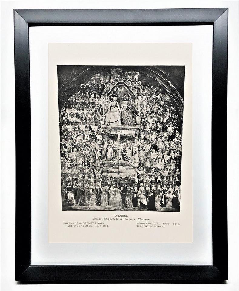 PARADISE -Vintage 7x5 Framed 14th Century Religious Art Print-Artist Andrea Orcagna-Beautiful Perfect Gift for Students of Art and Religion!
