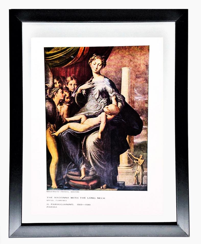Vintage 7x5 PARMIGIANINO Framed ART PRINT-"The Madonna With The Long Neck" C16th Century Perfect Gift for Students of Religion & Art History