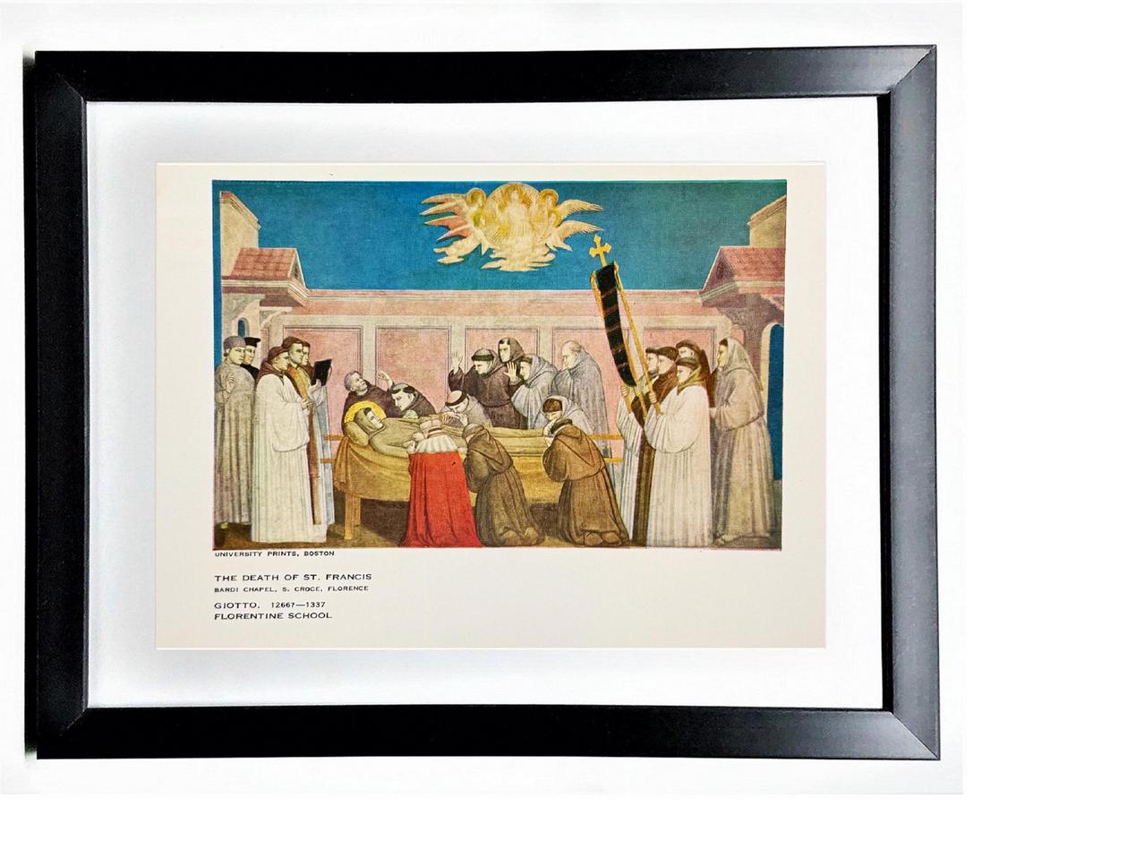 Vintage 7x5 GIOTTO Framed ART PRINT-"The Death Of St. Francis" Circa 13th Century Perfect Gift for Students of Religion & Art History