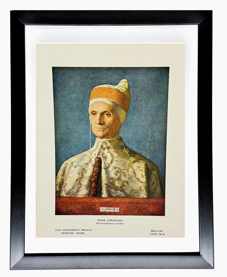 Vintage 7x5 BELLINI Framed ART PRINT-"Doge Loredano" Circa 15th Century Perfect Gift for Students of Religion & Art History