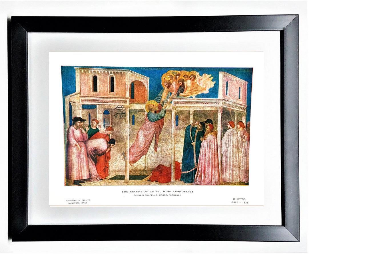 Vintage 7x5 GIOTTO Framed ART PRINT-"The Ascension Of St. John Evangelist" C13th Century Perfect Gift for Students of Religion & Art History