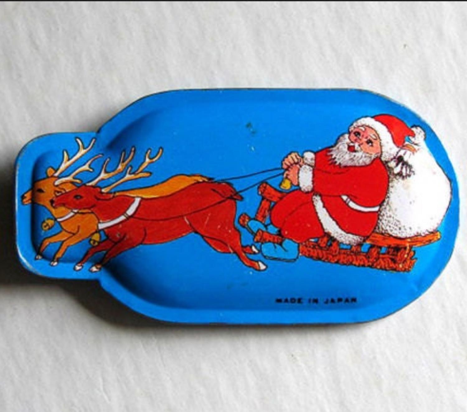 Rare 1950's Vintage TIN LITHO CLICKER Toy Noisemaker Santa Claus Made in Japan We ship fast & safe Worldwide!