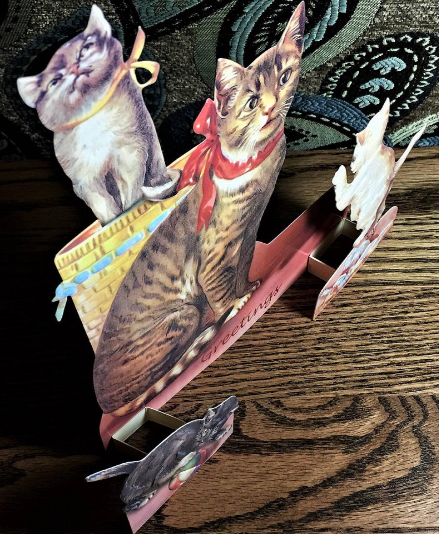 Gorgeous! 3D CAT & KITTENS Greeting CARD Standing Display Mint Condition/Factory Sealed Rare! Shackman
