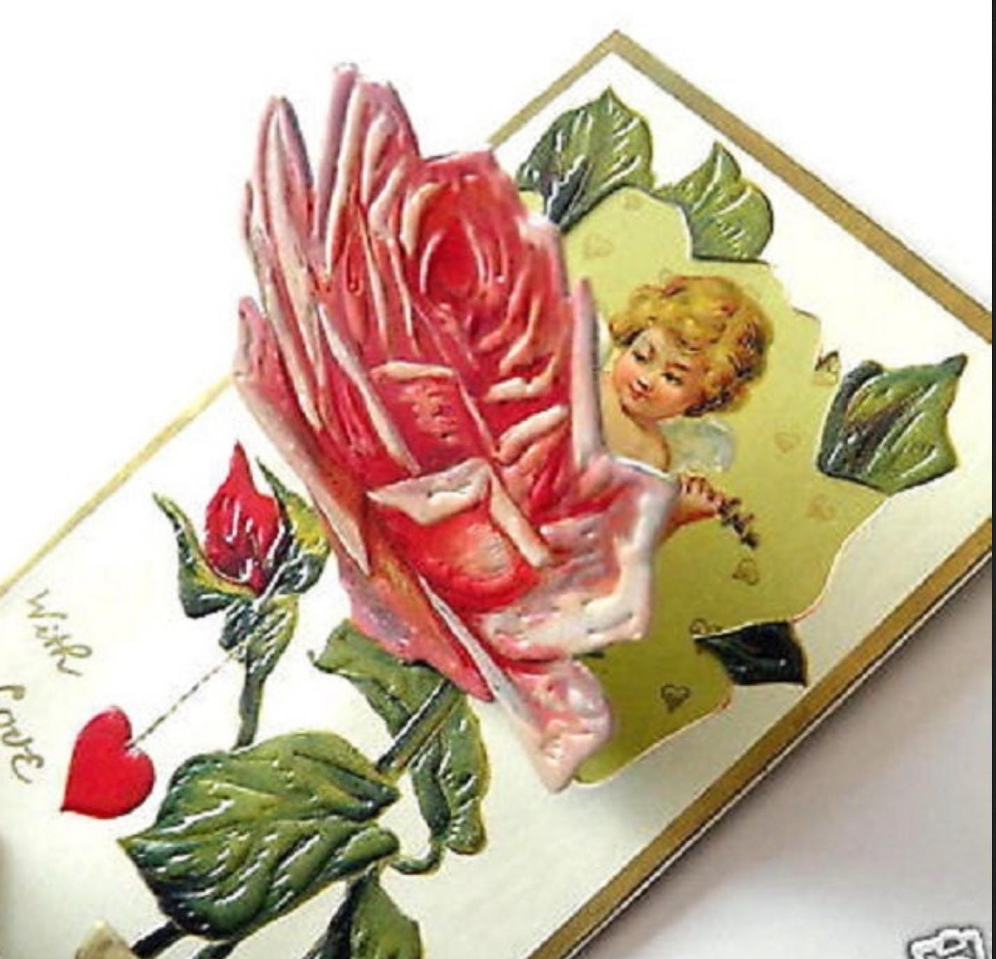 Push Up ROSE VALENTINE CARD Reveals Cupid! Rare! Mint Condition/Factory Sealed Shackman